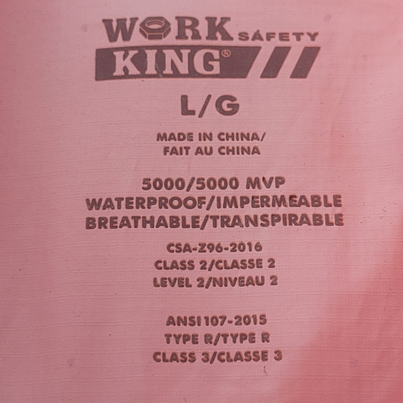 Work King Safety Rain Jacket Size Large - Picture 14 of 14
